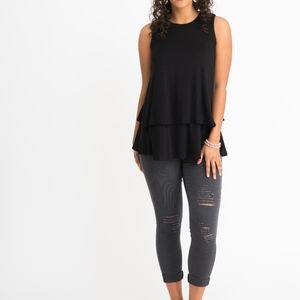 Solid black tiered tunic